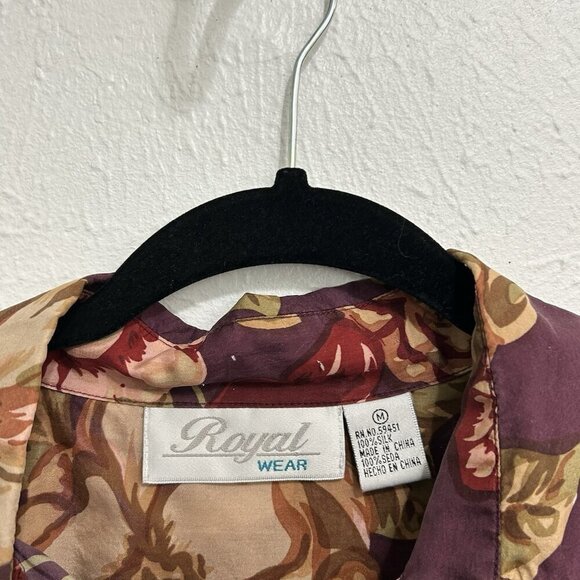 VTG 90s Royal Wear Purple Multicolored Floral 100% Blouse Shirt Size M Button Up - Picture 7 of 9